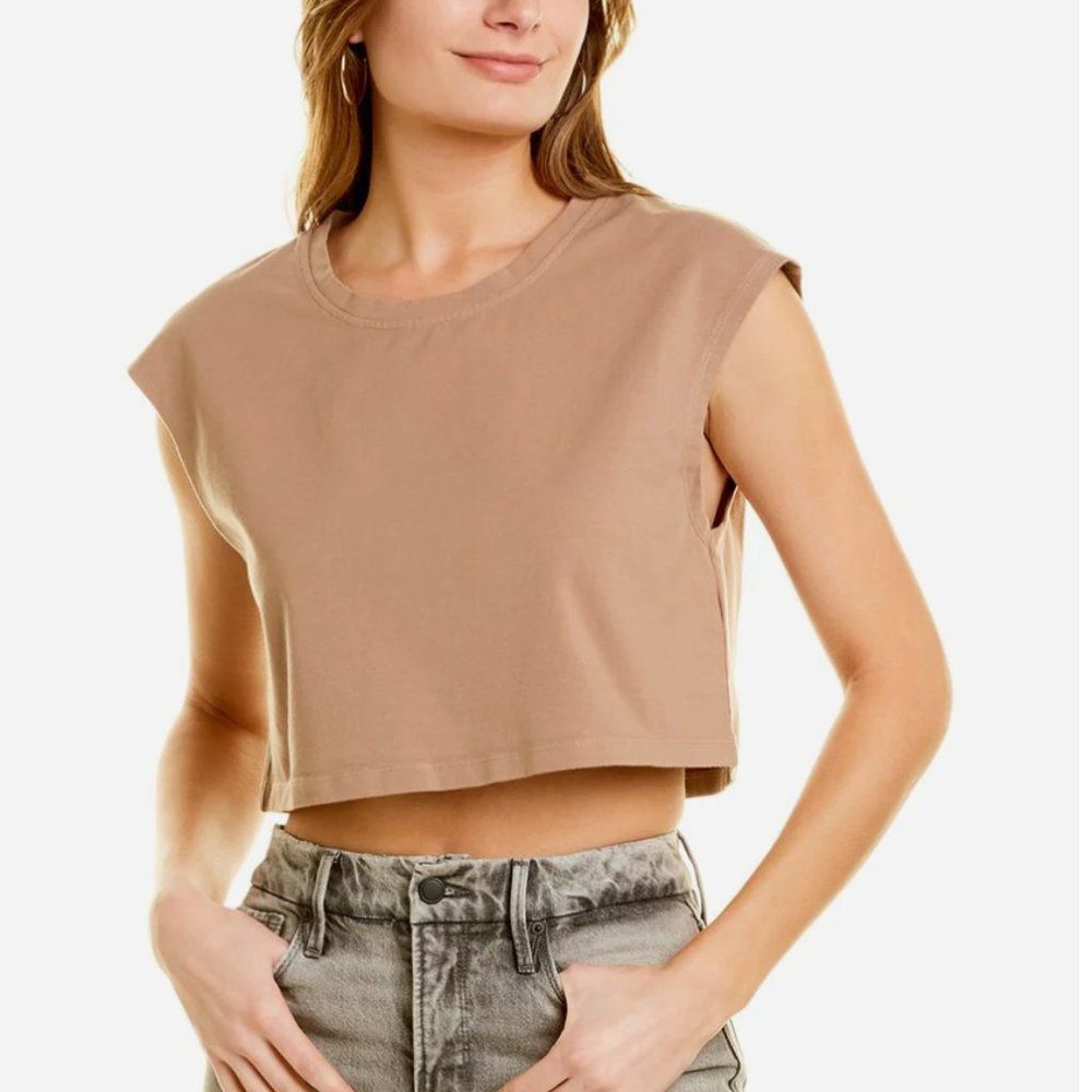 Good American cropped overshoulder tee Large